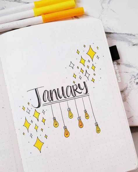 These January cover layout ideas will truly inspire you to take your creativity and art skills to a whole new level for your 2019 Bullet Journal. January Journal, Cover Layout, Bullet Journal Month, January Bullet Journal, Bullet Journal 2020, Penanda Buku, Bullet Journal Set Up, Sketch Note, Bullet Journal Banner