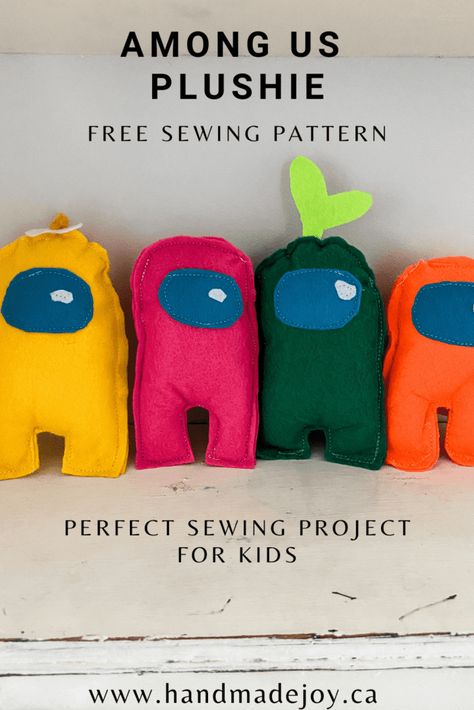 Among Us Stuffed Animal, Among Us Sewing Pattern, Sewing Machine Projects For Kids, Osc Activities, Sewing Projects For Teens, Boy Sewing Projects, Felt Activities, Sewing Project For Kids, Diy Plushies