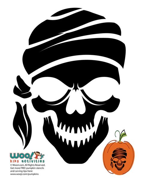 Pirate Skeleton Pumpkin Template | Woo! Jr. Kids Activities Skeleton Pumpkin Carving, Pumpkin Drawings, Pumpkin Template Printable, Pumpkin Face Templates, Printable Pumpkin Carving Stencils, Pumpkin Templates, Pirate Pumpkin, Skull Template, Printable Pumpkin Stencils