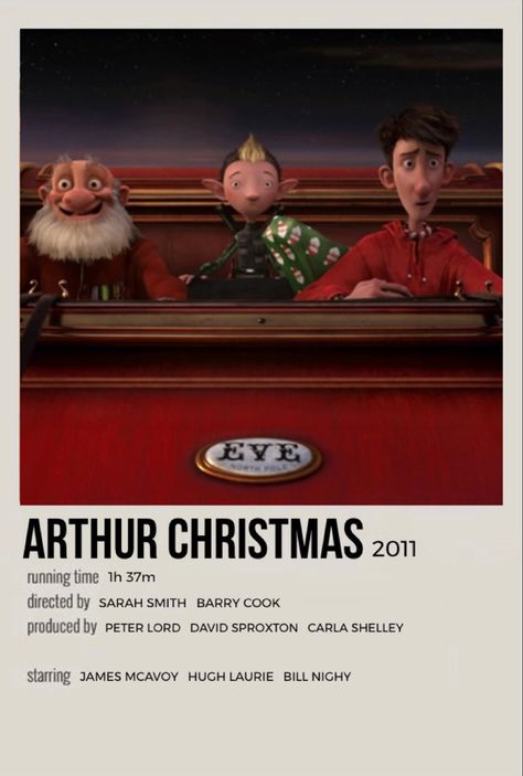 Arthur Christmas Wallpaper, Arthur Christmas Movie, Christmas Movie Poster, Arthur Christmas, Christmas Minimalist, Bill Nighy, Tv Posters, Polaroid Posters, Film Watch