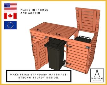 Outdoor Trash Bin / Garbage Can Enclosure & Raised Planter Bed - Etsy Canada Outdoor Garbage Storage, Trash Can Storage Outdoor, Wheelie Bin Storage, Garbage Can Storage, Trash Can Storage, Storage Outdoor, Garbage Storage, Raised Planter Beds, Planter Beds