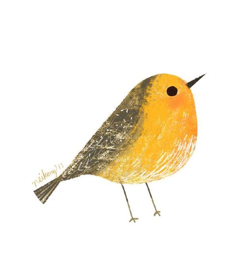 Illustrated Birds, Painted Birds, Bird Illustrations, Bird Artists, Procreate Art, Different Birds, Red Robin, Pola Sulam, Yellow Bird