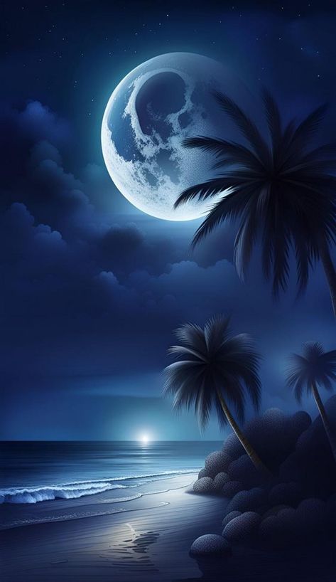 Beach Images Ocean, Phone Wallpaper Night, Beautiful Moon Pictures, Night Landscape Photography, Best Nature Wallpapers, Beautiful Ocean Pictures, Music Label, Beautiful Nature Wallpaper Hd, Night Pictures