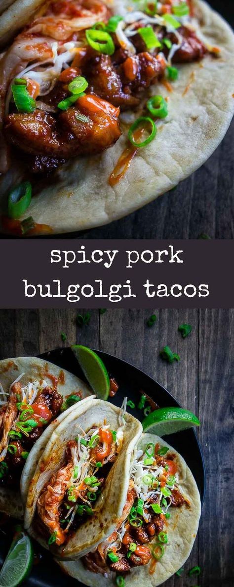 Pork Gochujang, Korean Pork Tacos, Kimchi Tacos, Korean Dipping Sauce, Pork With Cabbage, Best Tacos Ever, Korean Spicy Pork, Bulgogi Tacos, Korean Tacos