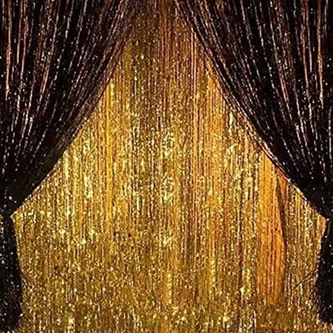 AmazonSmile: 2PCS 3' X 8' Gold and Black Metallic Tinsel Foil Fringe Curtain Halloween Party Decoration: Home Improvement Roaring 20s Party Decorations, Roaring 20s Birthday Party, 20s Party Decorations, Foil Fringe Curtain, Gatsby Birthday Party, Party Photo Booth Backdrop, Gatsby Party Decorations, Masquerade Party Decorations, 20s Party