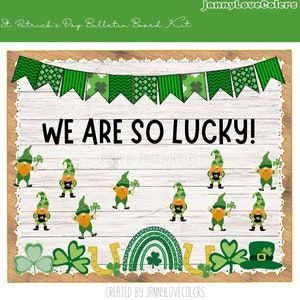 St Patrick's Day Bulletin Board ,March Made Simple,Classroom Door Decor,Gnomes,Gnomes St Patrick's Day St Patrick's Day Bulletin Board, March Bulletin Board, Classroom Door Decor, Simple Classroom, Valentines Day Bulletin Board, Bulletin Boards Classroom Decor, Spring Bulletin Boards, Door Decorations Classroom, Classroom Bulletin Boards