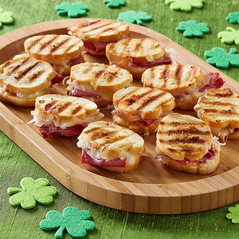 Mini Paninis - The Pampered Chef® Paninis Recipes, Snack Platters, Baguette Slices, Grill Press, Corn Beef, Pampered Chef Party, Pampered Chef Recipes, Deli Turkey, The Pampered Chef