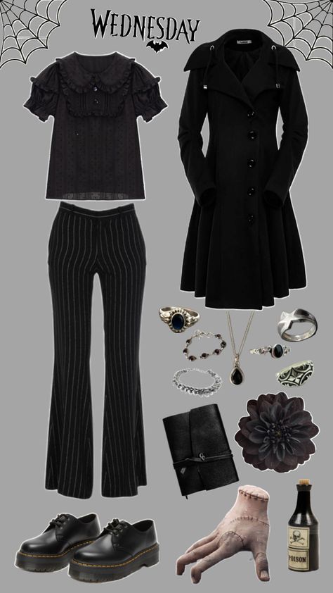 Wednesday Addams outfit Addams Inspired Outfit, Wednesday Addams Inspired Outfit, Addams Outfit, Wednesday Addams Inspired, Wednesday Addams Outfit, Wednesday Outfit, Nana Osaki, Party Fits, Wednesday Addams