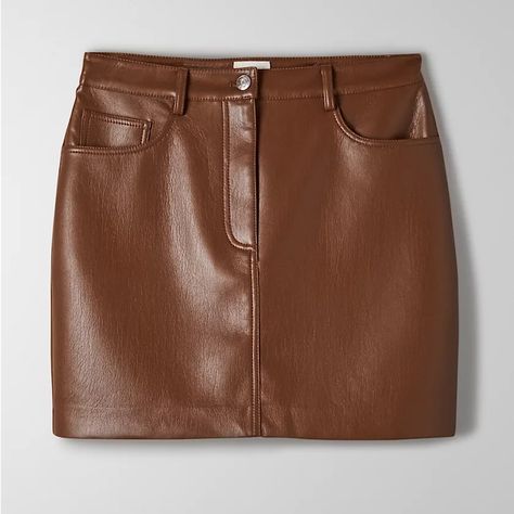 Brown leather skirt