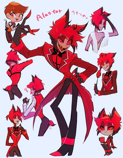 Alastor is one of the main characters of Hazbin Hotel. He is called the Radio Demon.  He always carries a microphone. As a dramatic personality, he entices people with his sweet talks. However, it is superficial. Female Alastor Hazbin Hotel, Alastor Microphone, Human Alastor Hazbin Hotel, Demon Poses, Alastor Reference, Alastor Genderbend, Demon Outfit, Hazbin Hotel Art, The Radio Demon