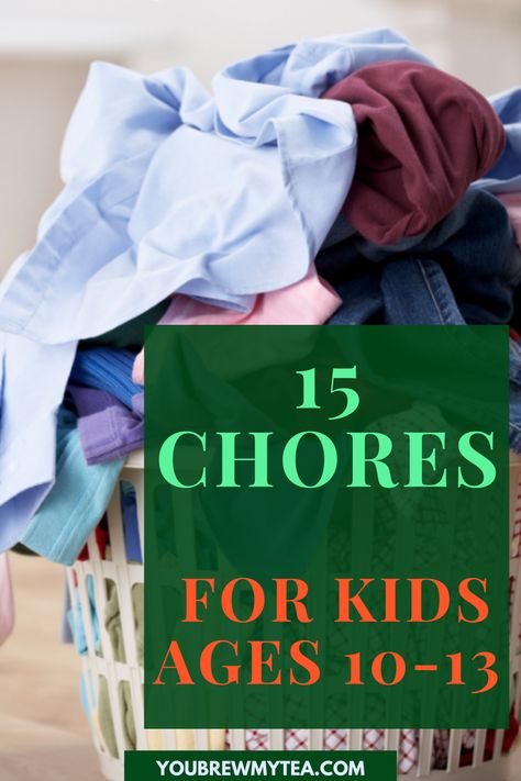 For parents with children between ages 10-13. This is a time when your child can step up their game and join in the responsibility of doing chores around the house. You Brew My Tea has compiled a list of 15 different chores that are quite suitable for your pre-teen and teenager. How they step up in the home will make a huge difference in how responsible they are as adults. So check out our list and get them to work… #choresfor10to13yearolds #choresforpreteens #choresforteenagers Chore Ideas For Kids, Parenting Styles Chart, Chores For Kids By Age, Chore Ideas, Entitled Kids, Kids Chores, Weekly Chores, Age Appropriate Chores, Mommy Tips