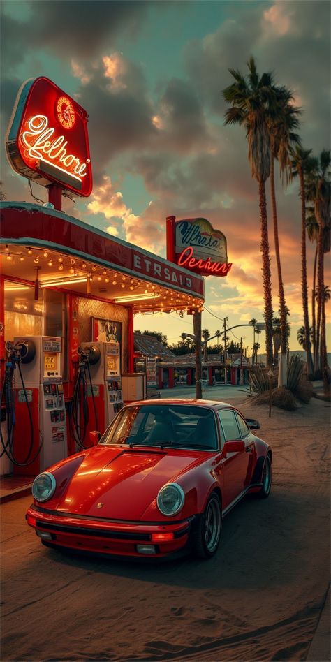 Retro Porsche Wallpaper, Porsche 964 Wallpaper, Retro Gas Station, Porsche Wallpaper, Porsche Vintage, Porsche Turbo, Porsche Classic, Porsche 964, Cool Car Pictures