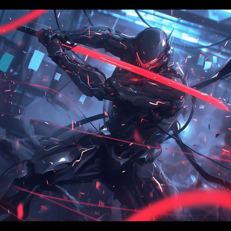 Demon swordsman #ninja #demon #cool #characterdesign #fantastic #artwork #fantasy #aiart #digitalart #dailyart #artifialintelligence #digitalartist #midjourney #midjourneyart #conceptart #swordsman Sci Fi Swordsman, Robot Swordsman, Space Swordsman Art, Mecha Swordsman, Sci Fi Greatsword, Demonic Greatsword, Anime Picture Hd, Crusader Knight, Dark Warrior