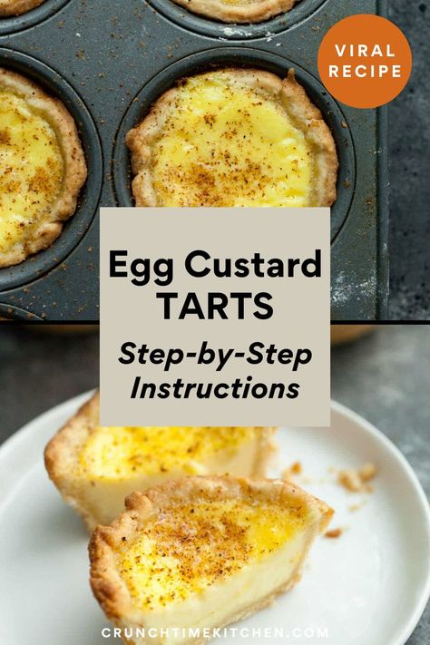 British Custard, Strawberry Dessert Bars, Egg Custard Tart Recipe, Egg Custard Tarts, Egg Custard Tart, Custard Tart Recipe, Paul Hollywood Recipes, Custard Tarts Recipe, The Great British Baking Show