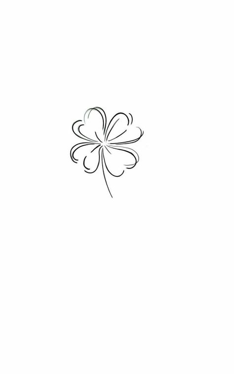 4 Leaf Clover Tattoo Design, Line Art Design Tattoo, Quadrifoglio Tattoo, Shamrock Tattoo For Women, Penny Tattoo Ideas, 5 Leaf Clover Tattoo, Clover Tattoo Design, Small Tattoos Arm, Fineline Tattoo Design