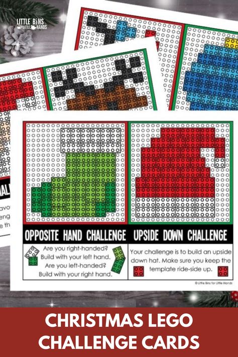 Lego Challenge Cards, Lego Stem Challenge, Lego Stem, Christmas Lego, Stem Building, Christmas Units, Lego Challenge, Library Themes, Christmas Stem