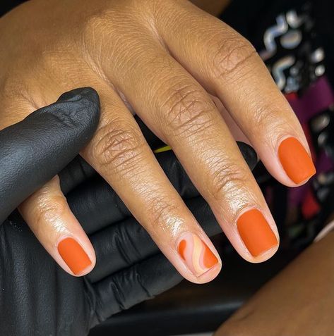 Burnt Orange Nails, Matte Gel Nails, No Chip Manicure, Short Natural Nails, Orange Nail Designs, Natural Nail Designs, Manicure Nail Art, Abstract Nail Art, Cute Gel Nails