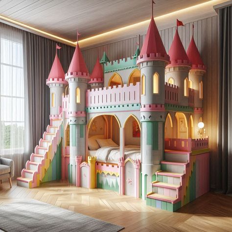 Bring castle to your kid room Diy Princess Bedroom Ideas, Castle Bedroom Kids, Castle Beds, Bedroom Castle, Grandkids Room, Princess Bedrooms, Castle Bed, Kids Castle, Castle Bedroom