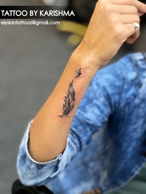 Feather Tattoo Arm, Side Arm Tattoos, Side Hand Tattoos, Side Wrist Tattoos, Makeup Courses, Tattoo Artist Tattoo, Tattoo Design Tattoo, Sleeve Tattoo Ideas, Cool Wrist Tattoos