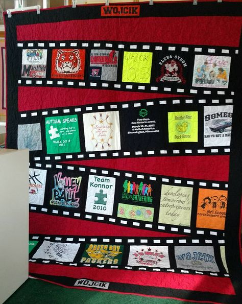 Tshirt Quilt Diy, Tshirt Quilt Pattern, Tee Shirt Quilt, Photo Quilts, T Shirt Quilt, Tshirt Quilt, Quilt Care, Strip Quilts, Memory Quilt