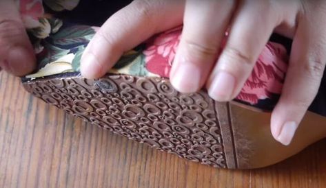 This is a guide to revamping old shoes. Learn how to cover shoes with fabric to make them look new again, with this easy step-by-step tutorial. Cork Shoes, Old Shoes, Fabric Shoes, Upcycled Clothing, Adhesive Glue, Strap Shoes, Diy Shoes, Fabric Trim, Upcycle Clothes