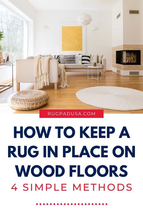 Rug On Vinyl Floor, How To Keep A Rug From Slipping, How To Keep Rugs From Slipping, Rug On Wooden Floor, Rugs In Dining Room, Rug Hacks, Faux Wood Flooring, Living Room Hardwood Floors, Vinyl Wood Flooring