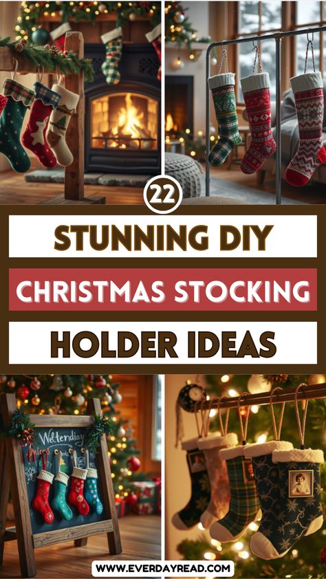 Wooden Christmas Stocking Holders, Stocking Hangers No Fireplace Diy, Stocking Holders Standing Diy, Christmas Stocking Holder Ideas, Diy Christmas Stocking Holders, Stocking Holder Ideas, Free Standing Stocking Holder, Stocking Holder Stand, Diy Christmas Stocking