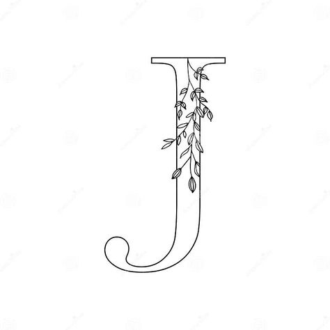 Floral Letter J. Romantic Lettering Design with Flowers Stock Illustration - Illustration of greeting, business: 113219891 Romantic Lettering, Hand Embroidery Letters, J Alphabet, Embroidery Letters, Embroidery Flowers Pattern, Quilling Cards, Cute Embroidery, Floral Letters, Hand Embroidery Pattern