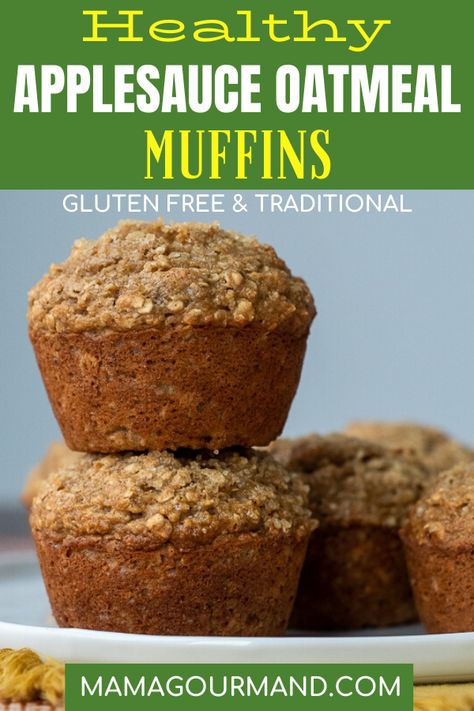 Healthy Muffins With Applesauce, Unsweetened Applesauce Uses, Banana Applesauce Oatmeal Muffins, Ways To Use Applesauce, Healthy Banana Muffins With Applesauce, Ground Flax Seed Recipes, Applesauce Banana Muffins, Easy Applesauce Muffins, Applesauce Oatmeal Muffins