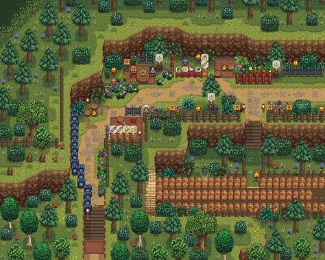 Stardew Valley Design, Stardew Farms, Stardew Valley Layout, Stardew Valley Tips, Stardew Valley Farms, Back Alley, Gold Clock, Farm Layout, Farm Design