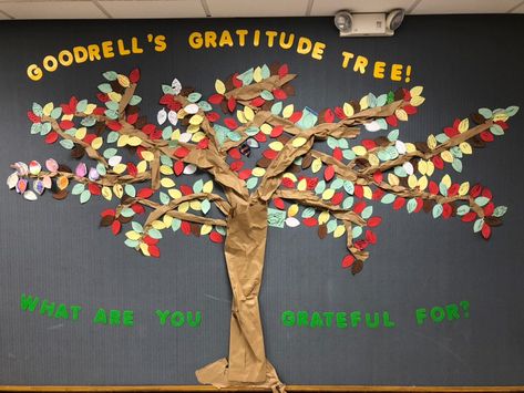 Goodrell is Grateful Thankful Tree Bulletin Board, Bulletin Board Tree, Gratitude Tree, Third Grade Art, Art Room Posters, Trees For Kids, Thankful Tree, Homeschool Preschool Activities, Activity Room