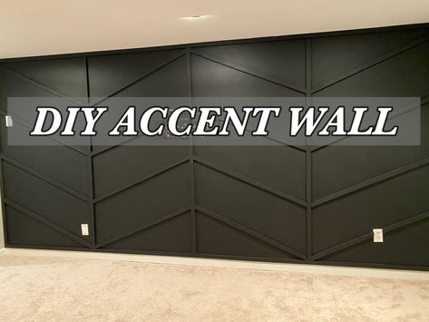 Diy Black Accent Wall, Black Herringbone Wall, Chevron Accent Wall, Accent Wall Diy, Herringbone Accent Wall, Black Accent Wall, Diy Board And Batten, Herringbone Wall, White Barn Door