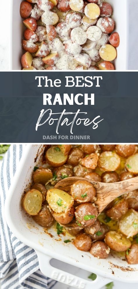 Ranch Roasted Potatoes, Ranch Potatoes Baked, Roasted Ranch Potatoes, Ranch Potato Recipes, Ranch Seasoning Recipes, Cheesy Ranch Potatoes, Zesty Ranch, Bacon Ranch Potatoes, Ranch Potatoes