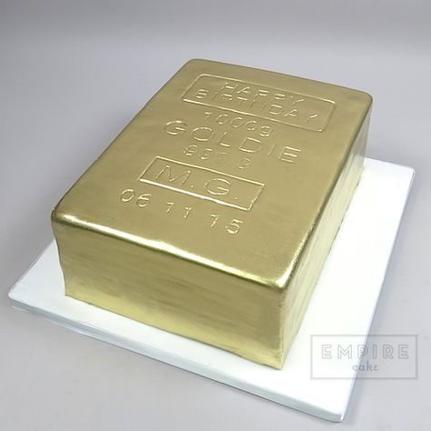 Gold Bar Birthday - Empire Cake Golden Birthday Cakes For Boys, Dollar Cake, Golden Bday, Golden Birthday Cakes, Camp Party, 17 Birthday Cake, Golden Cake, Gold Birthday Cake, Cake Shapes