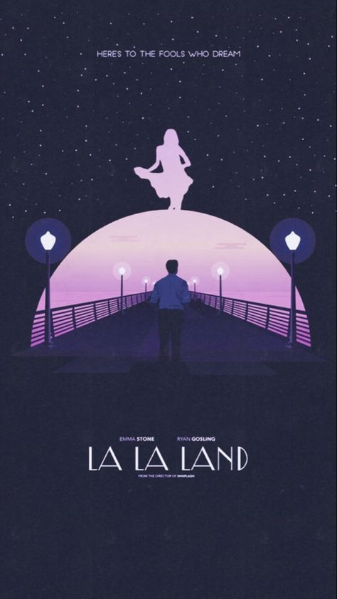 Lala Land Poster, Here's To The Fools Who Dream, Damien Chazelle, Film Posters Art, Music Drawings, Movie Posters Design, Music Pictures, Design Editorial, Photo Background Images