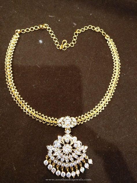 Simple Diamond Attigai Necklace, Diamond Attigai Necklace Designs, Simple Necklace Designs. Simple Diamond Jewelry, Beautiful Diamond Necklace, Necklaces Ideas, Gold Jewelry Simple Necklace, Silver Diamond Necklace, Beautiful Gold Necklaces, Pearl Necklace Designs, Gold Necklace Indian Bridal Jewelry, Gold Jewelry Stores