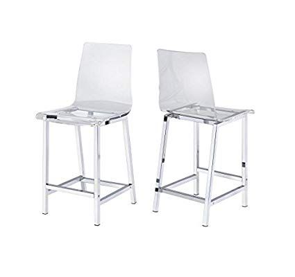 Amazon.com: Counter Stools Chrome and Clear (Set of 2): Home & Kitchen Acrylic Counter Stools, Blue Sofas, Tall Bar, Modern Hampton, Tall Bar Stools, Cool Bar Stools, Glass Cabinets, Chairs For Small Spaces, Recreation Room