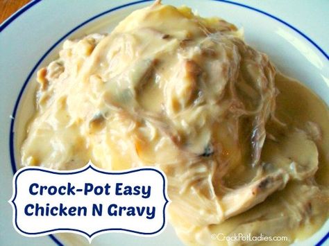 Chicken N Gravy, Easy Chicken Gravy, Chicken And Mashed Potatoes, Crock Pot Easy, Crock Pot Freezer, Chicken Breast Seasoning, Chicken Gravy, Kitchen Board, Crock Pot Slow Cooker