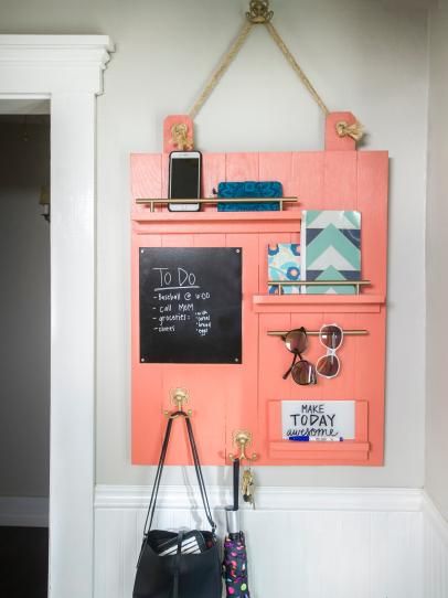 How To Install a Tile "Rug" Within a Hardwood Floor | Interior Design Styles and Color Schemes for Home Decorating | HGTV Milk Crate Storage, Diy Wood Floors, Diy Storage Shelves, Wand Organizer, Diy Organizer, Small Room Decor, Wall Organizer, Entryway Organization, Shelf Wall