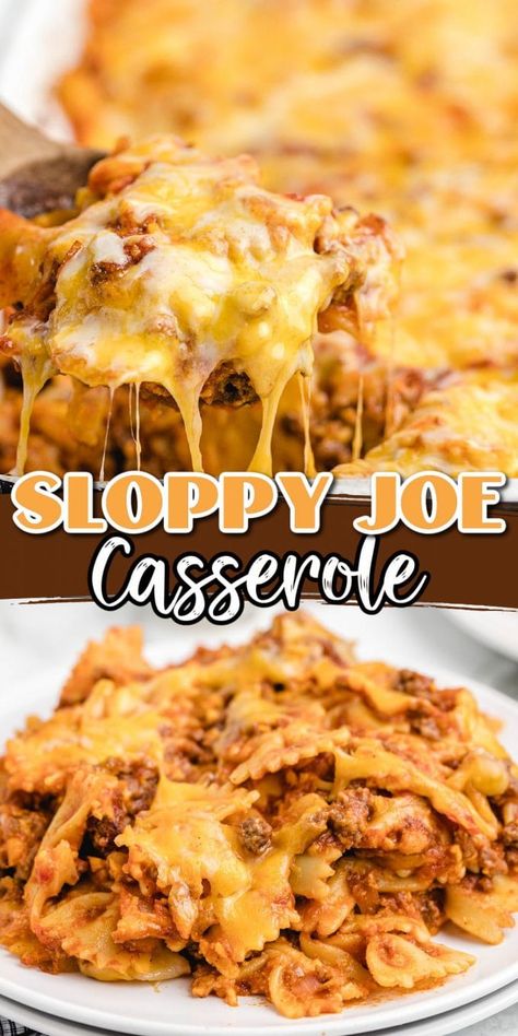 Recipes Using Sloppy Joe Sauce, Easy Dinners For Entertaining Simple, Sloppy Joe Dinner Ideas, Sloppy Joe Hotdish, Crockpot Sloppy Joe Casserole, Southern Food Recipes Dinner, Manwich Sauce Recipe, Manwich Ideas, Manwich Sloppy Joes Recipes