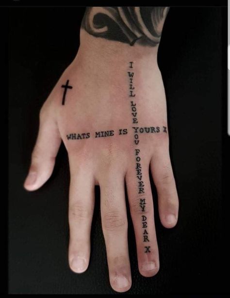 Hand Tattoo Meaningful, Snall Tattoos, Cross With Wings Tattoo, Meaningful Tattoos For Men, Side Thigh Tattoos, Simple Forearm Tattoos, Small Dragon Tattoos, All Black Tattoos, Crazy Tattoos