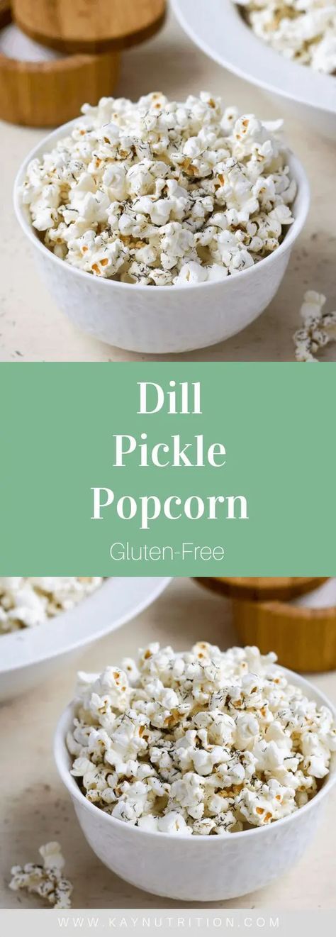 Vegan Healthy Snacks, Dill Pickle Popcorn, Homemade Popcorn Seasoning, Pickle Popcorn, Popcorn Seasoning Recipes, Gluten Free Popcorn, Homemade Popcorn, Popcorn Seasoning, Dill Pickles