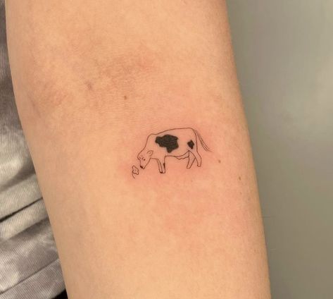 Tiny Cow Tattoo, Tattoos Cow, Cow Tattoo, Small Cow, Inner Forearm, Cow Art, About Tattoo, Mini Tattoos, Paw Print Tattoo