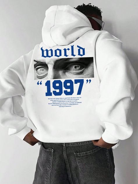 White Casual Collar Long Sleeve Fabric Figure,Slogan Pullovers Embellished Slight Stretch  Men Clothing Cool Hoodies Designs For Men, Hoodie Merch Design, Designer Hoodies For Men, Graphic Design For Hoodies, Hoodie Graphic Design, Design Hoodie, Hoodies Ideas, Clothing Designs, Cool Hoodies Designs