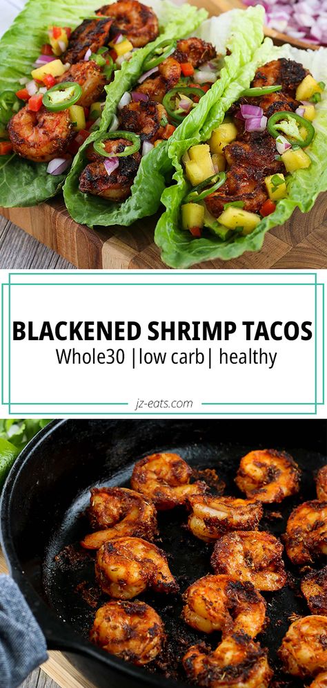 Blackened Shrimp Tacos, Seafood Snacks, Cajun Shrimp Recipe, Cajun Shrimp Recipes, Shrimp Taco Recipes, Blackened Shrimp, Shrimp Recipes Healthy, Seafood Recipes Healthy, Healthiest Seafood