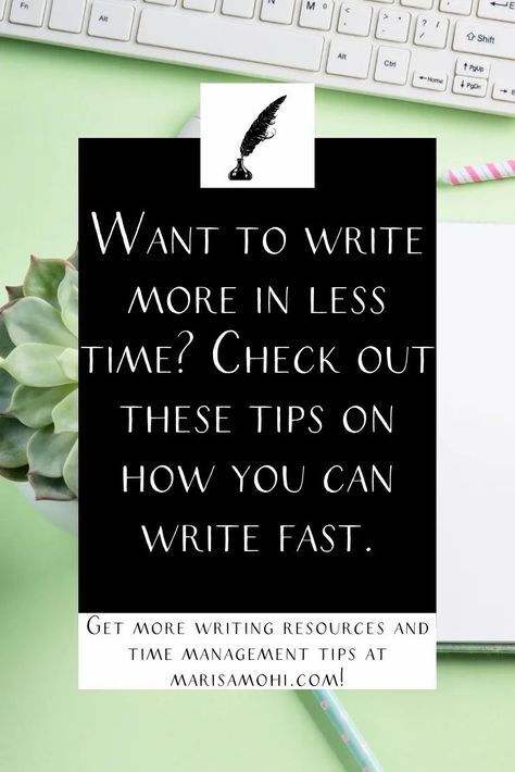 Looking for ways to increase your word count? Today I'm sharing how to write fast so you can tackle your novel and get more done in less time. #writing #writingtips #writingadvice #writer #novelwriting How To Write Fast, 30 Day Writing Challenge, How To Get Faster, Writing Routine, Writing Machine, Research Writing, Aspiring Author, Word Count, Study Smarter