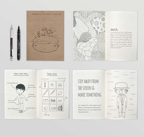 Personal Monograph based on the idea of a self-promo, zine and manifesto Zine Inspiration, Zine Ideas, Self Promo, The Dreamers