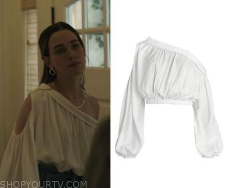 You: Season 3 Episode 5 Love's One Shoulder Top | Shop Your TV Love Quinn, Off The Shoulder Top Outfit, Shoulder Tops Outfit, Zoeys Extraordinary Playlist, Worn On Tv, Wardrobe Clothes, One Shoulder Top, Clothes Style, Episode 5