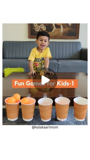 Indoor fun learning games for kids with cups and balls Ball Games For Preschoolers, Games For Kindergarteners Indoor, Games For Preschoolers Indoor, Fun Learning Games, Kid Recipes, Easy Toddler Activities, Hand Eye Coordination, Kids Part, Learning Games For Kids