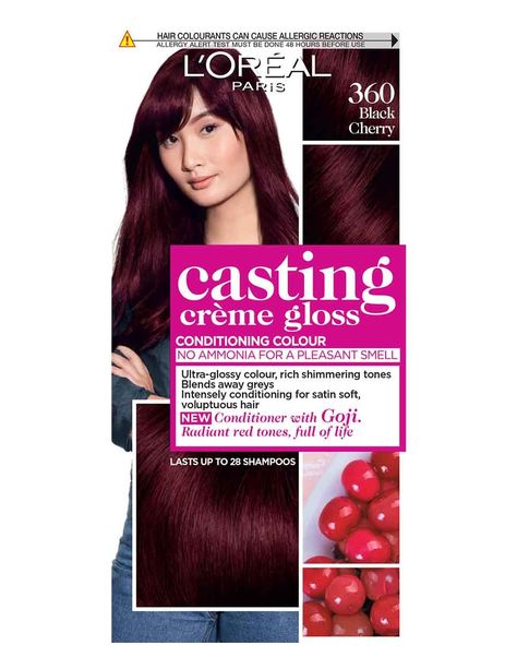 Black Cherry Hair Dye, Black Cherry Red Hair, Red Hair Dye Colors, Chocolate Cherry Hair, Pelo Color Borgoña, Reddish Blonde Hair, Soft Black Hair, Black Cherry Hair Color, Casting Creme Gloss